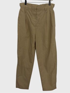 Brunello Cuccinelli NWOT Tan Lightweight Cotton Blend Paper Bag Pants US Size 6